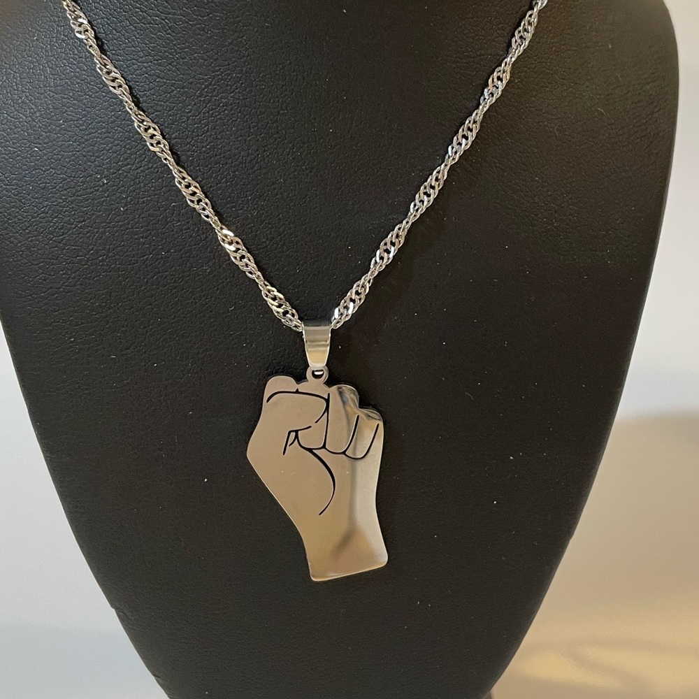 Fist/ Black Lives Matter Silver Necklace